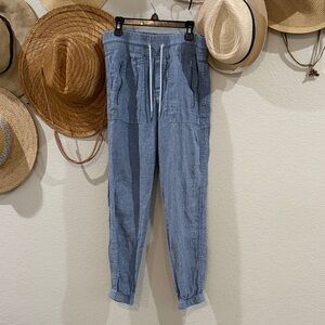 Athleta Women’s Cabo Linen Chambray Blue Jogger Pants, EUC, Size 2
